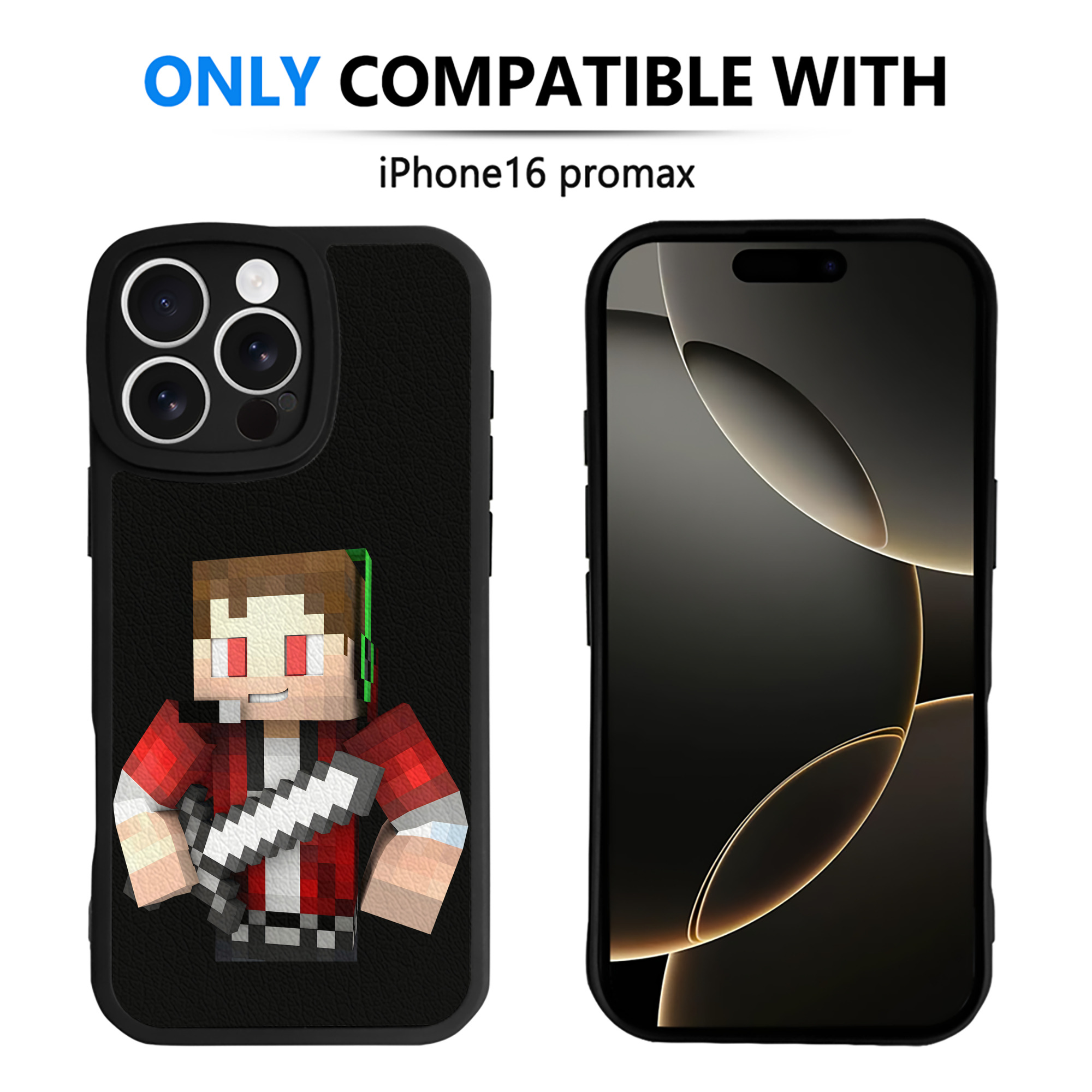 （画像用） マインクラフト ブロックの世界 Minecraft MC Block world 【iPhone 16シリーズ対応】シリコンスマホケース（レザー調） 材質：シリコン
